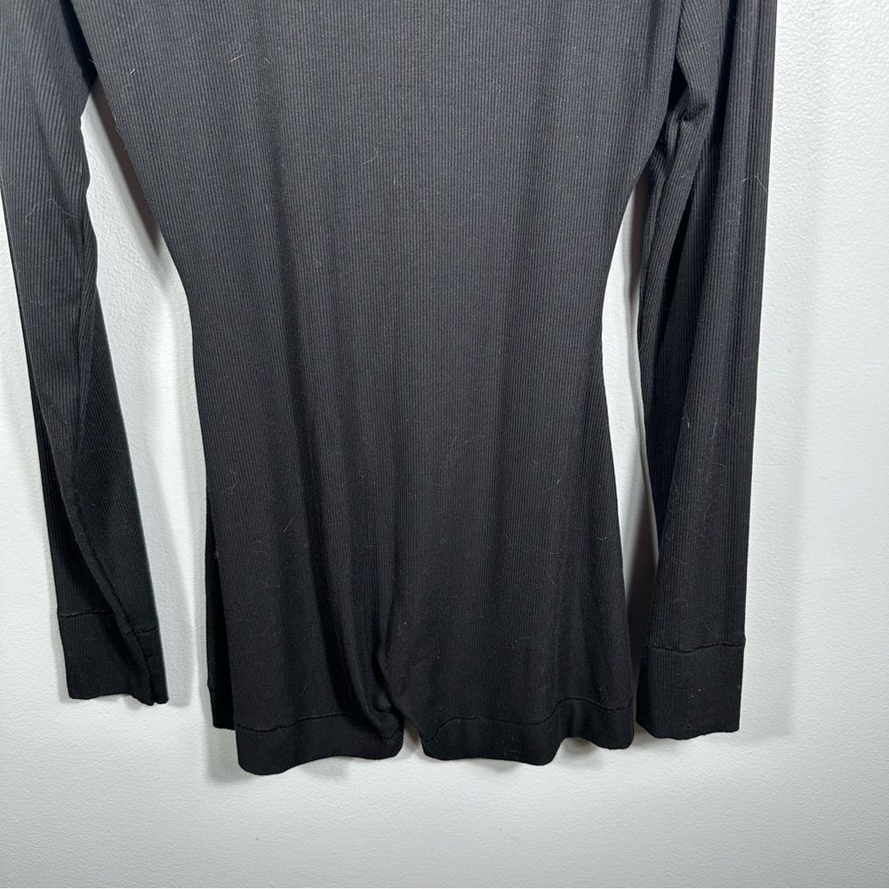 SKIMS Black Soft Lounge Button Up Henley Ribbed Sleep Romper Size Medium Casual - Picture 12 of 16